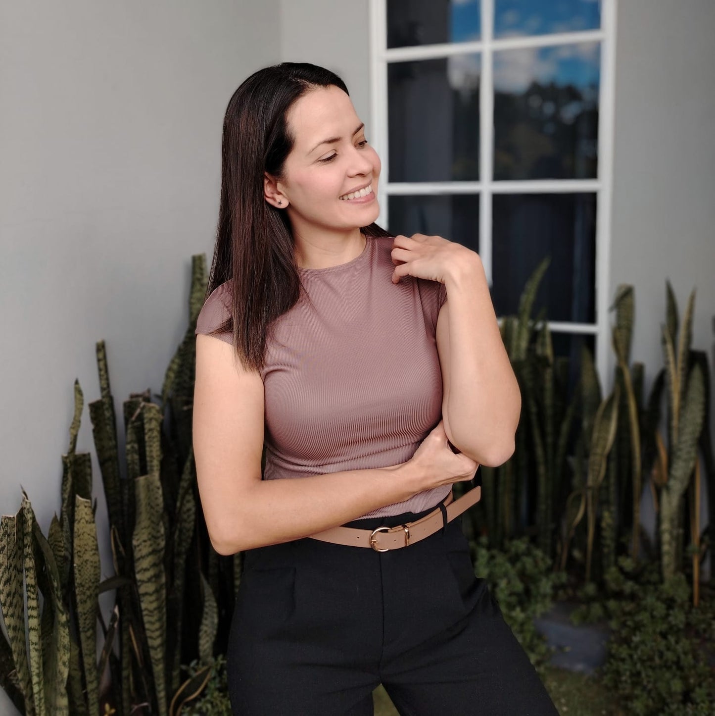 Blusa manga enteriza Marrón