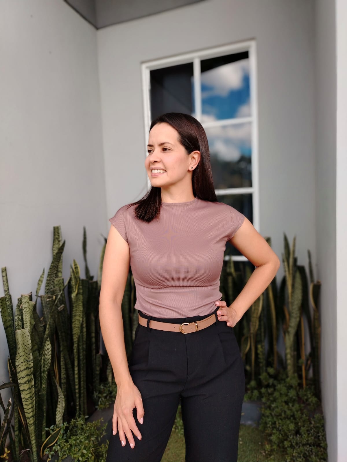 Blusa manga enteriza Marrón