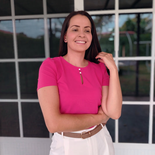 Blusa 2 botones fucsia