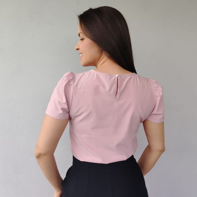 Blusa detalle en escote palo rosa