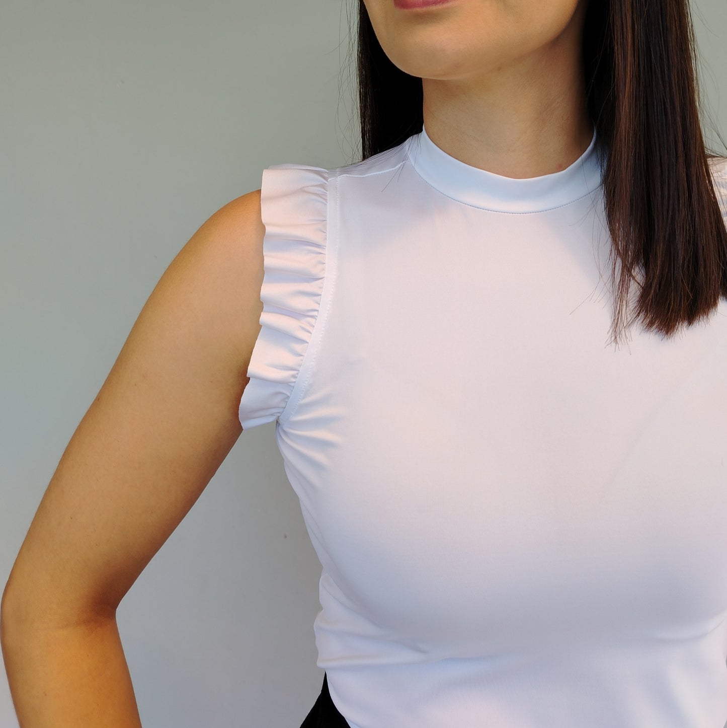 Blusa manga fruncida blanco