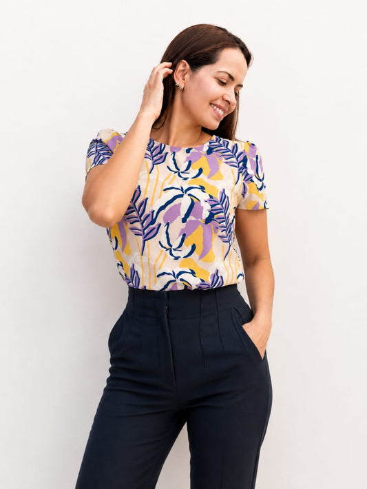 Blusa estampado flores lila