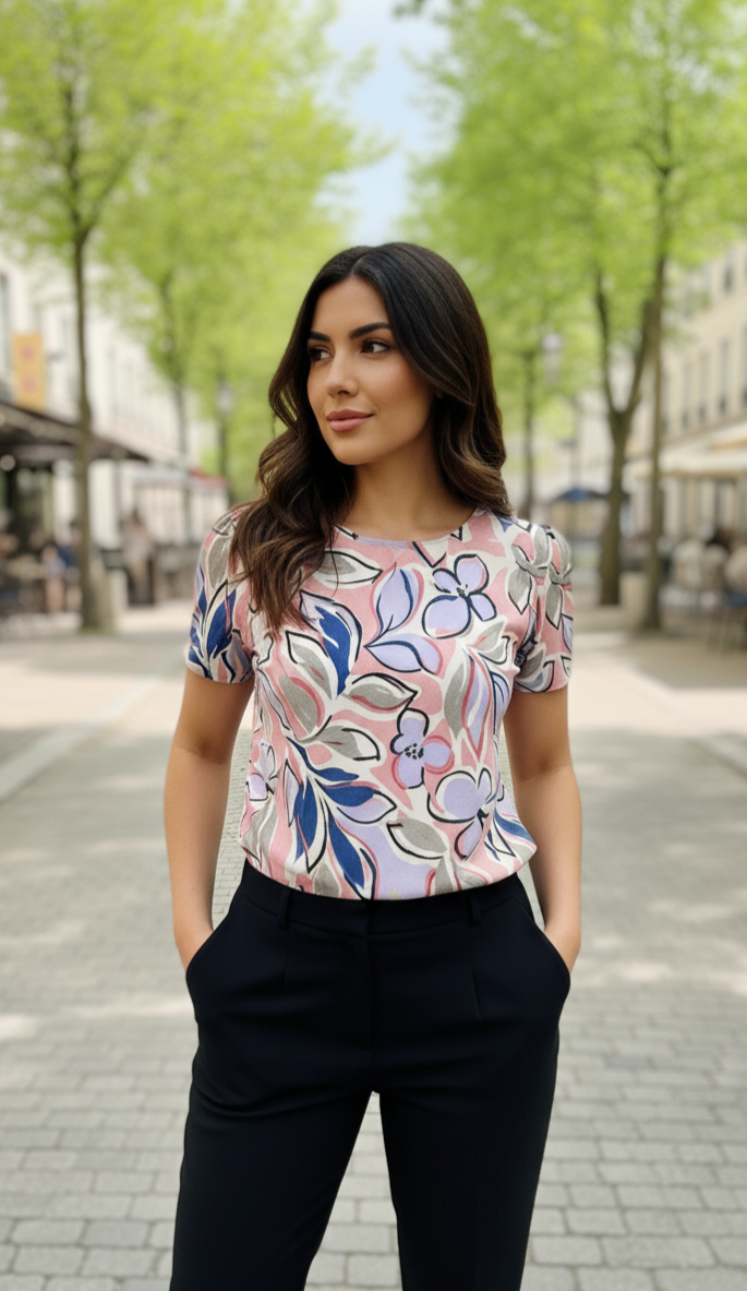 Blusa floral palo rosa