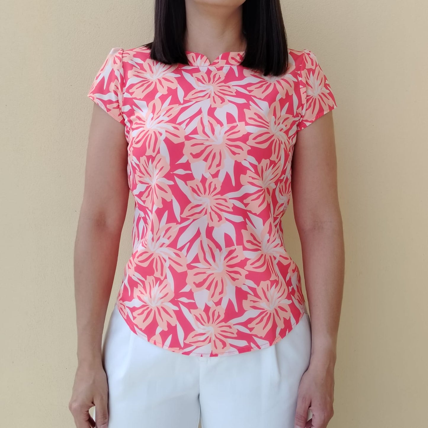 Blusa cuello chino melón