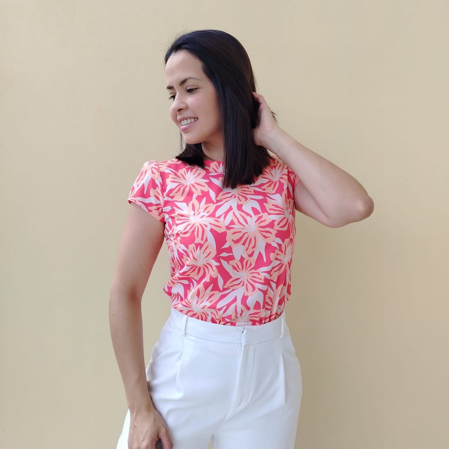 Blusa cuello chino melón