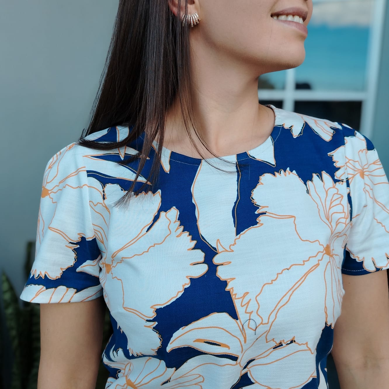 Blusa floral azul