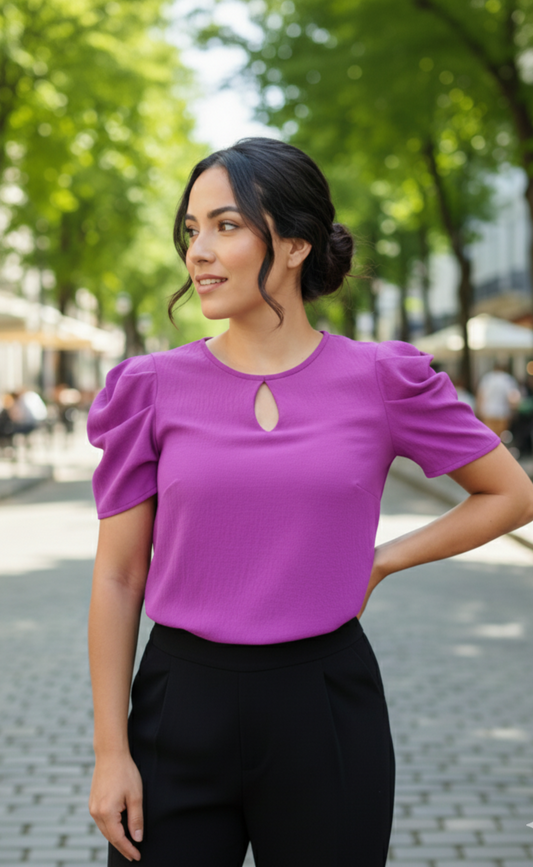 Blusa manga drapeada