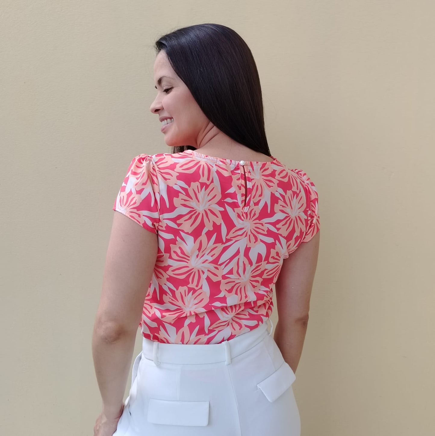 Blusa cuello chino melón