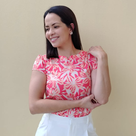 Blusa cuello chino melón