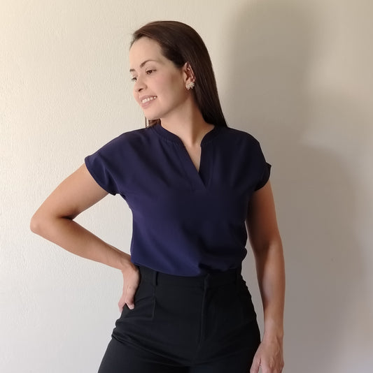 Blusa cuello chino enteriza