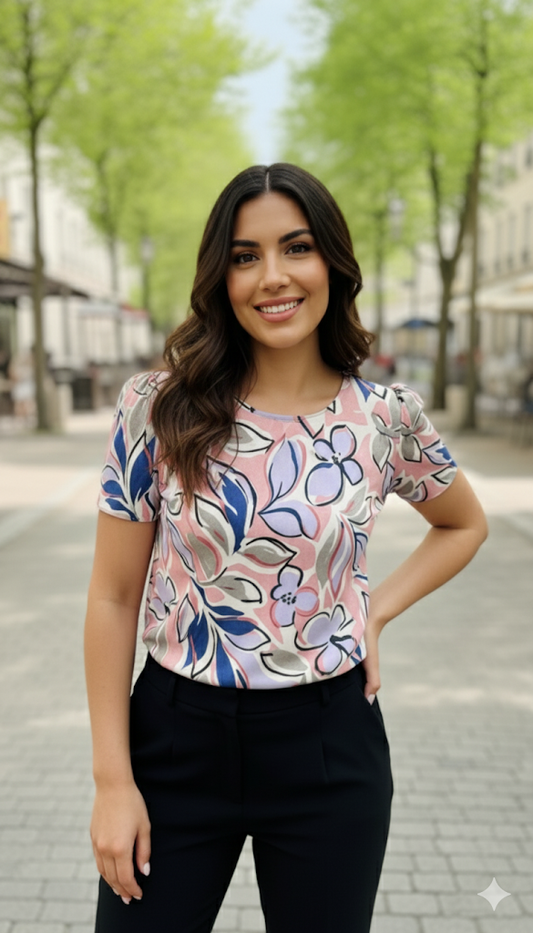 Blusa floral palo rosa