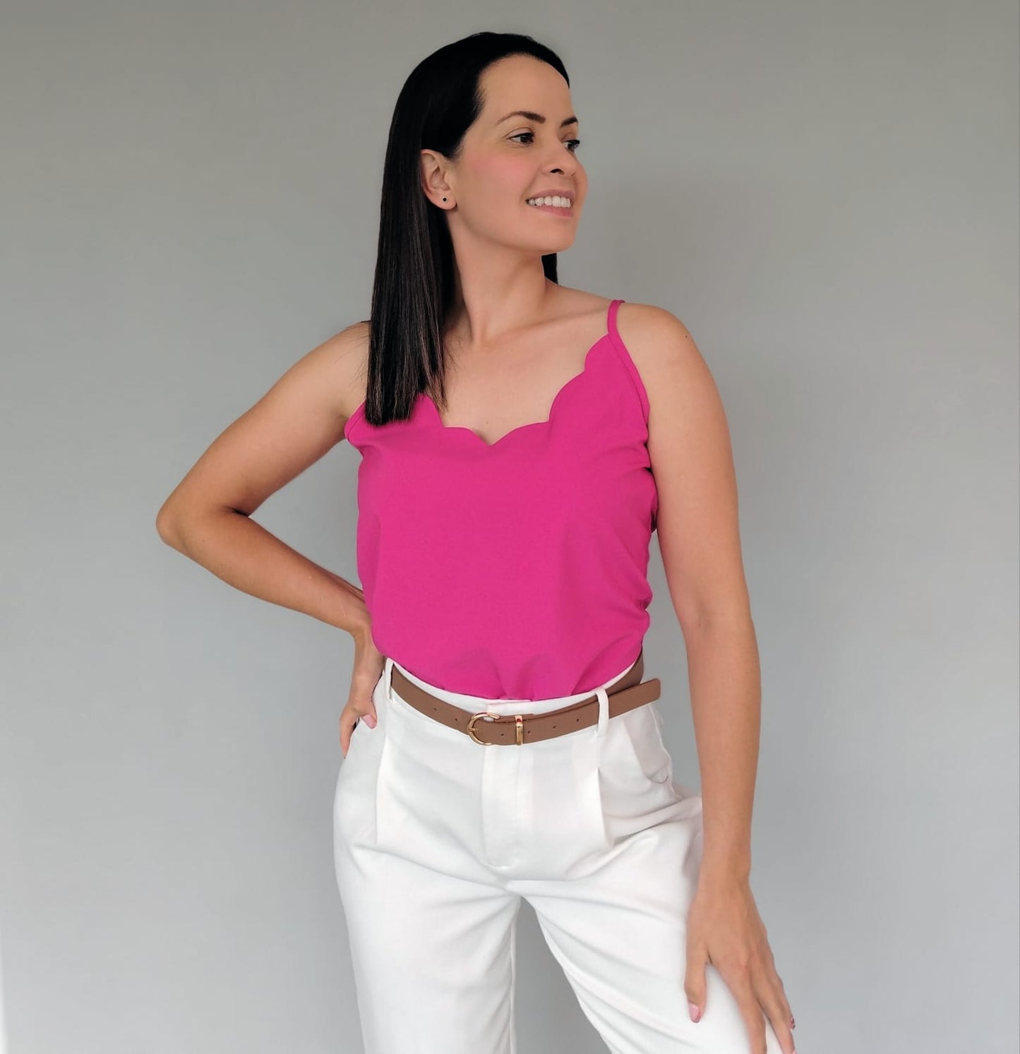 Blusa tirante de parras fucsia