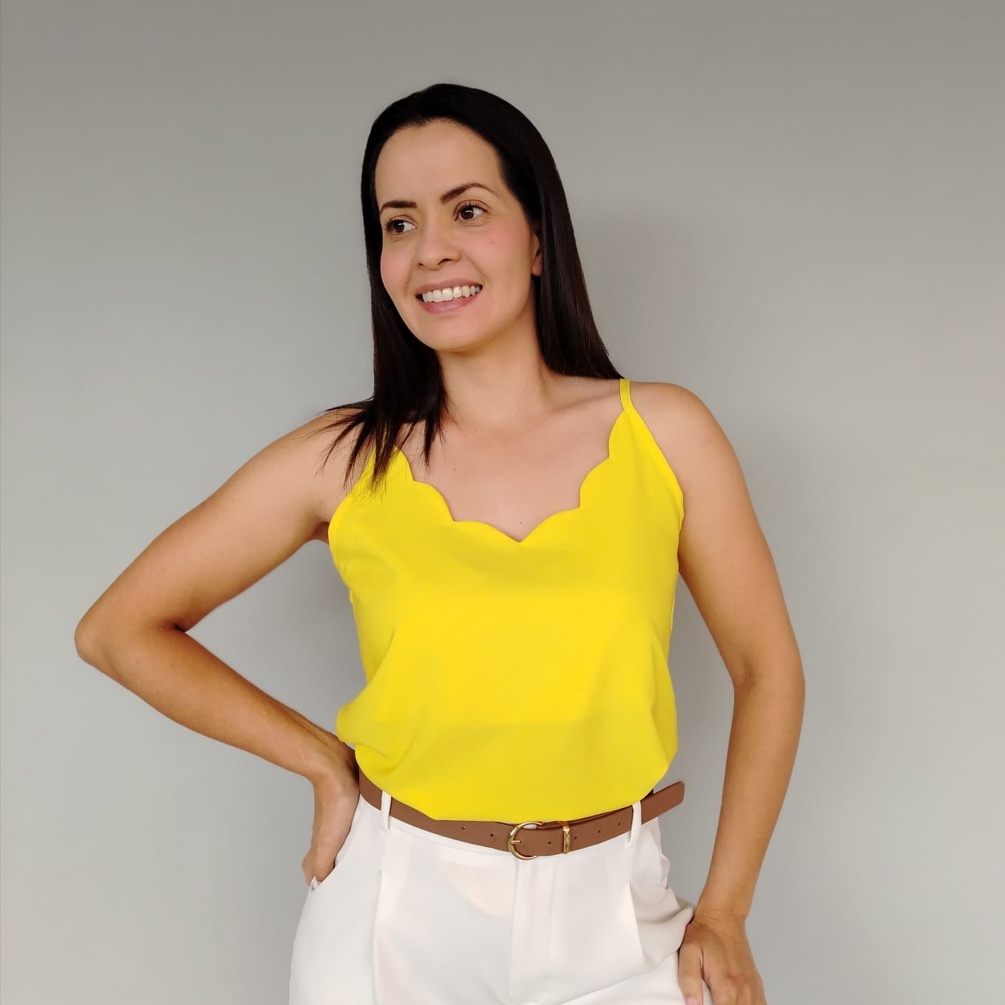 Blusa tirante de parras amarillo