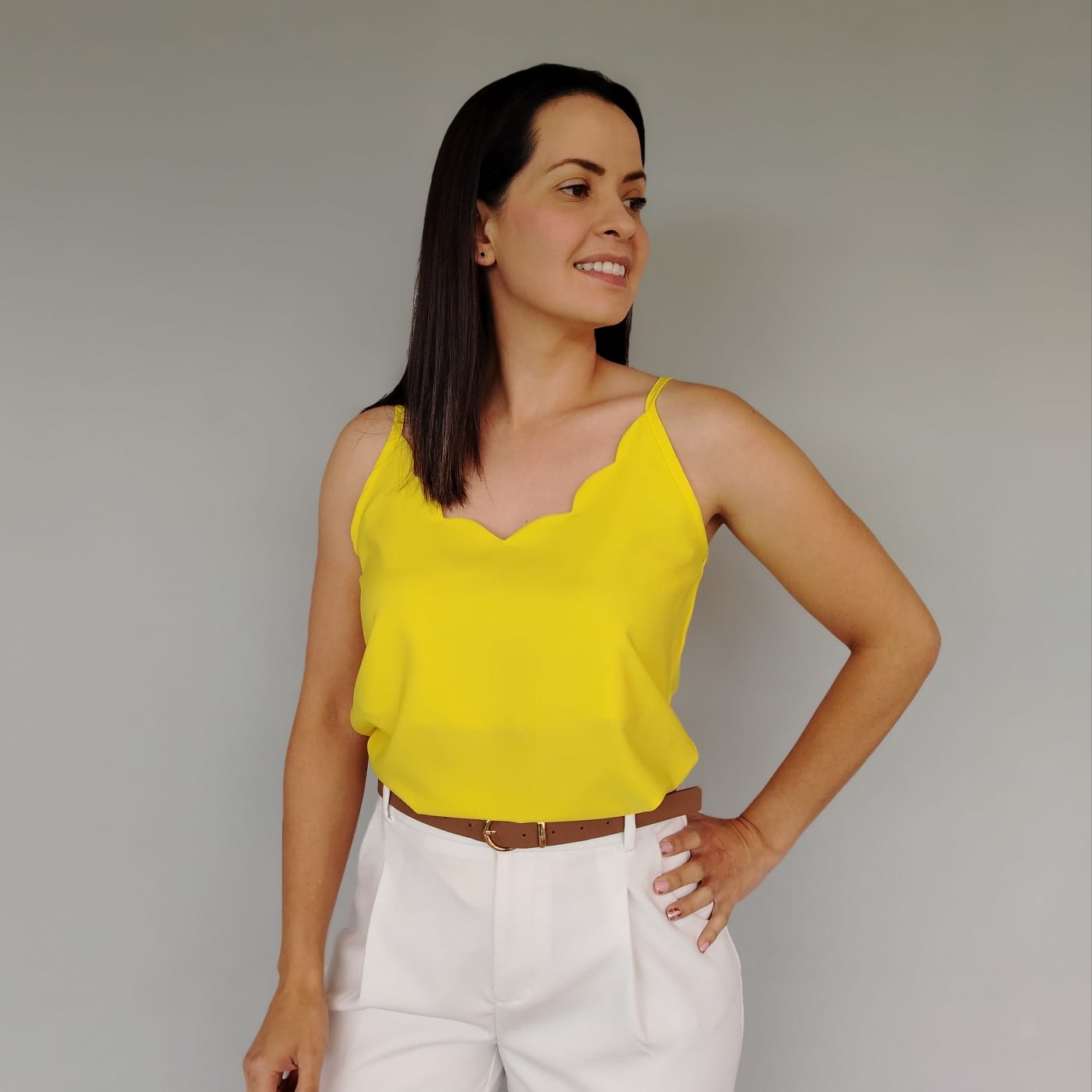 Blusa tirante de parras amarillo