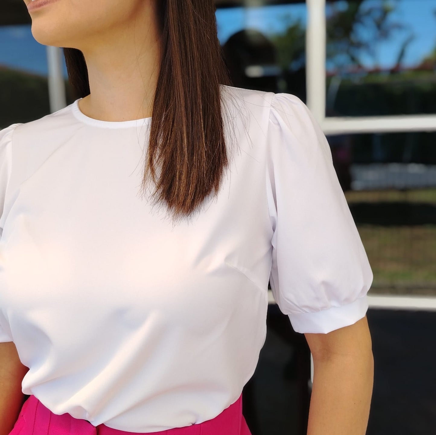 Blusa manga bombache 2/4 blanco