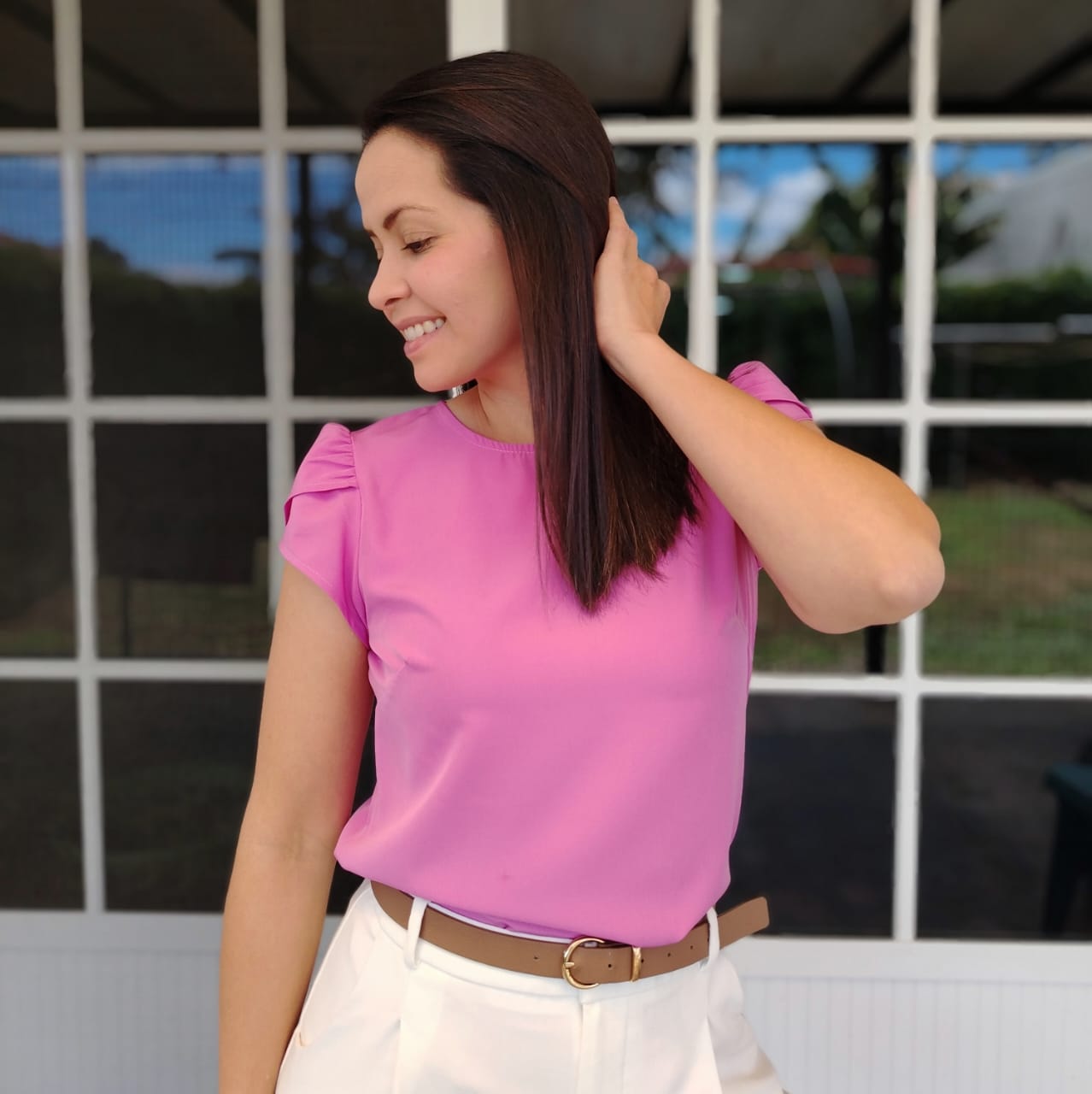 Blusa tulipán rosa malva