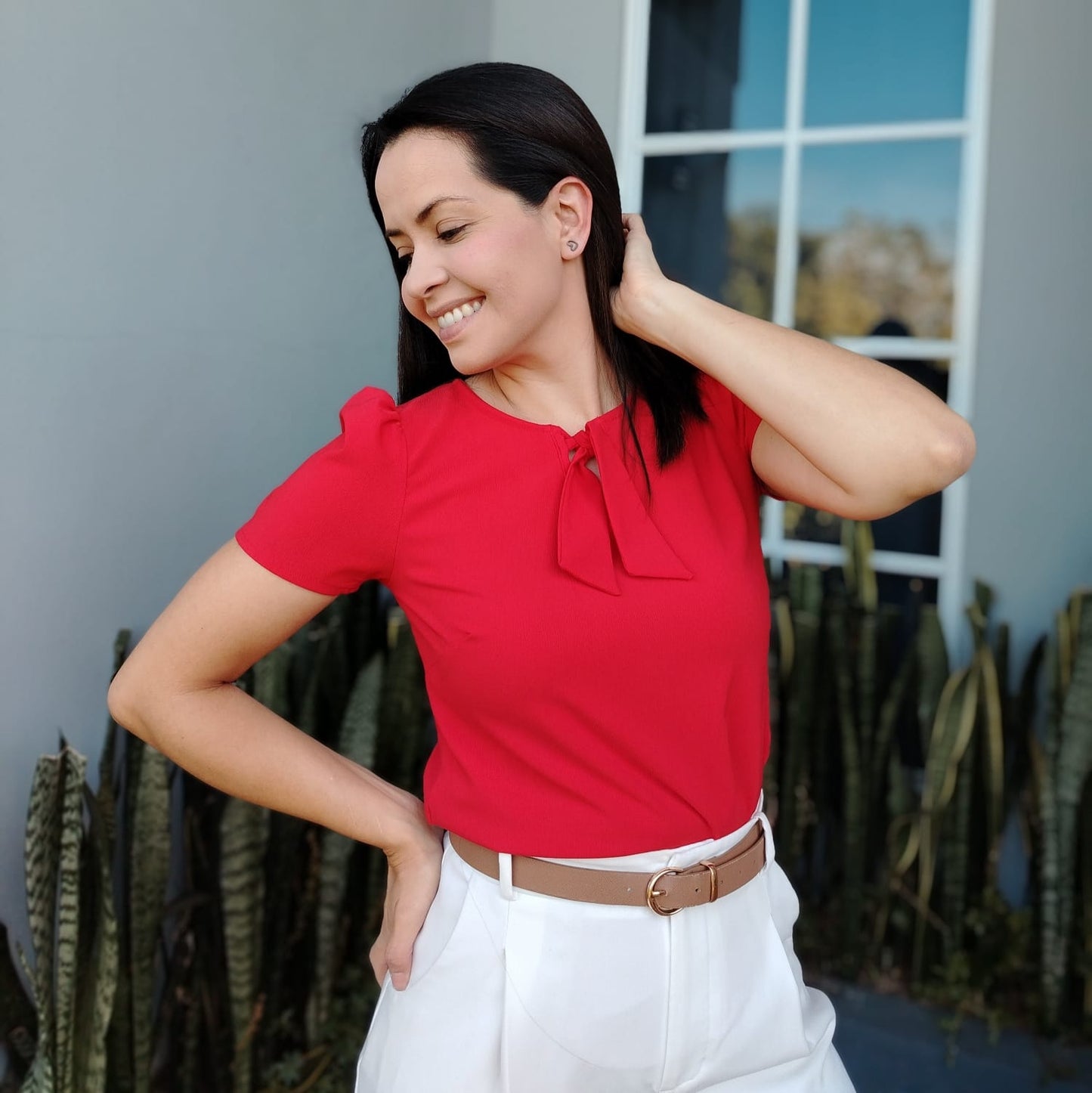 Blusa amarre rojo