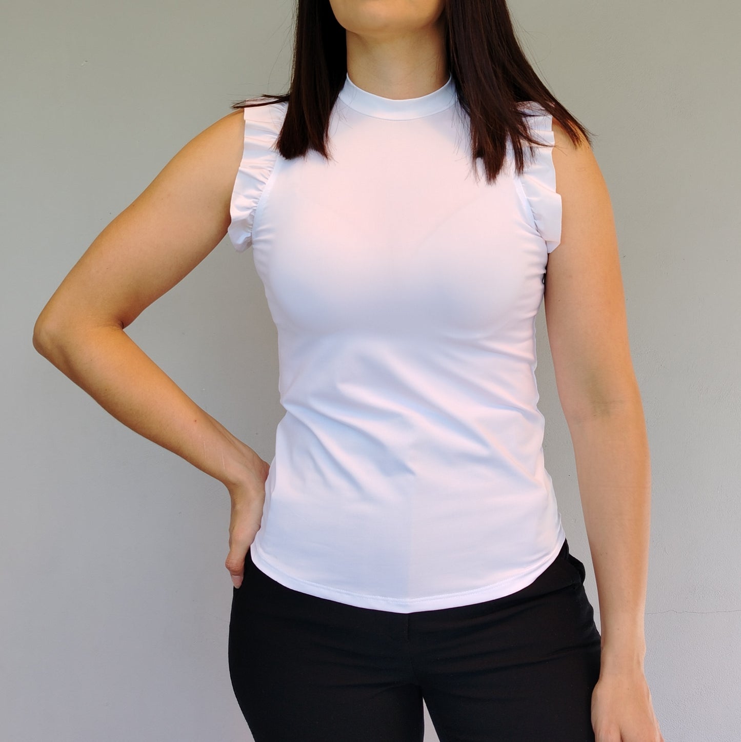 Blusa manga fruncida blanco
