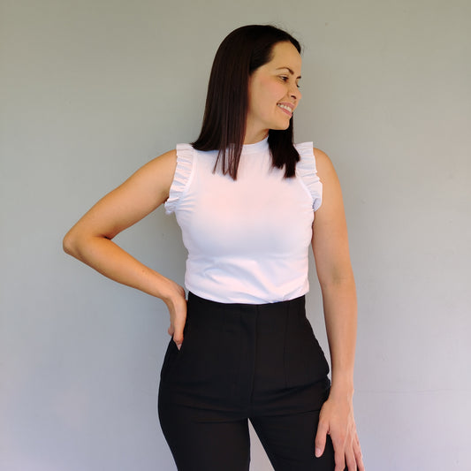 Blusa manga fruncida blanco