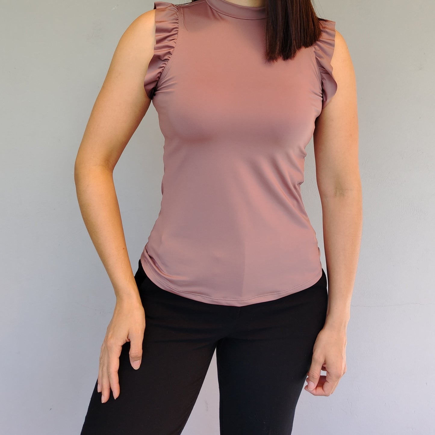 Blusa manga fruncida marrón