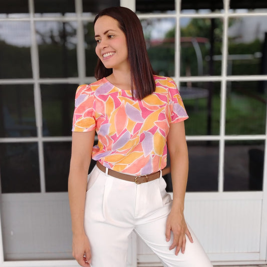 Blusa hojas Naranja