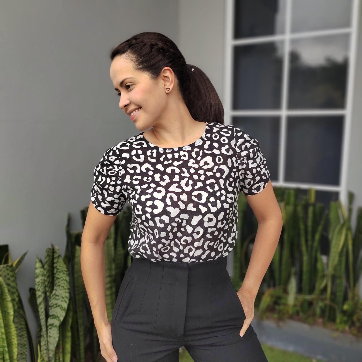 Blusa manga bombache animal print
