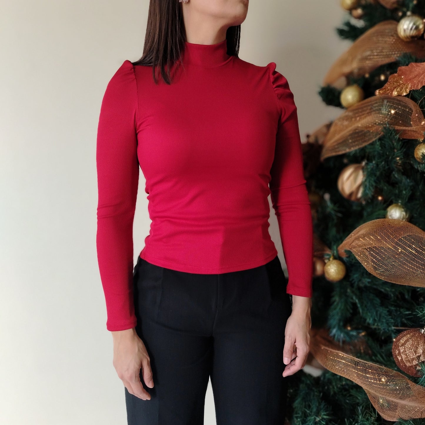 Blusa cuello tortuga rojo
