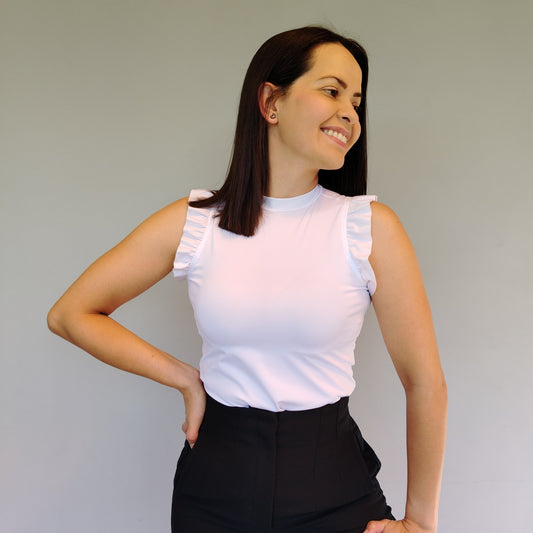Blusa manga fruncida blanco