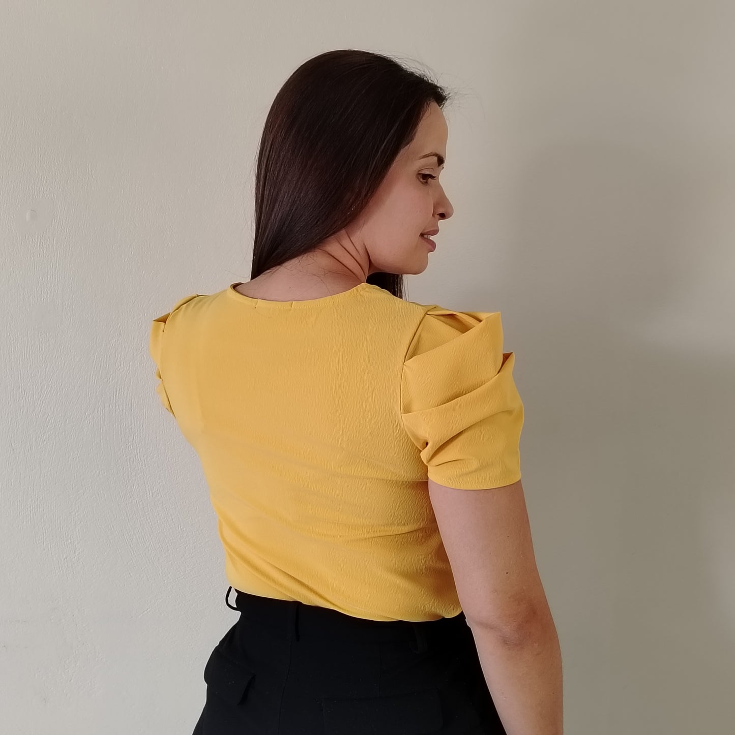 Blusa manga drapeada