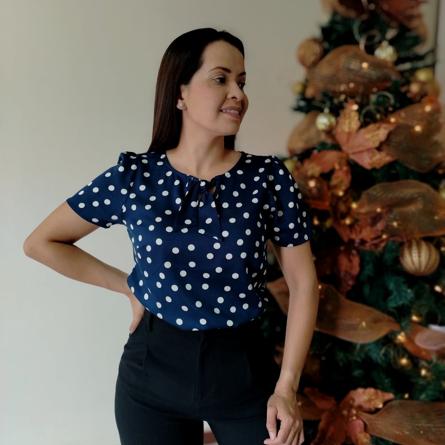 Blusa amarre lunares