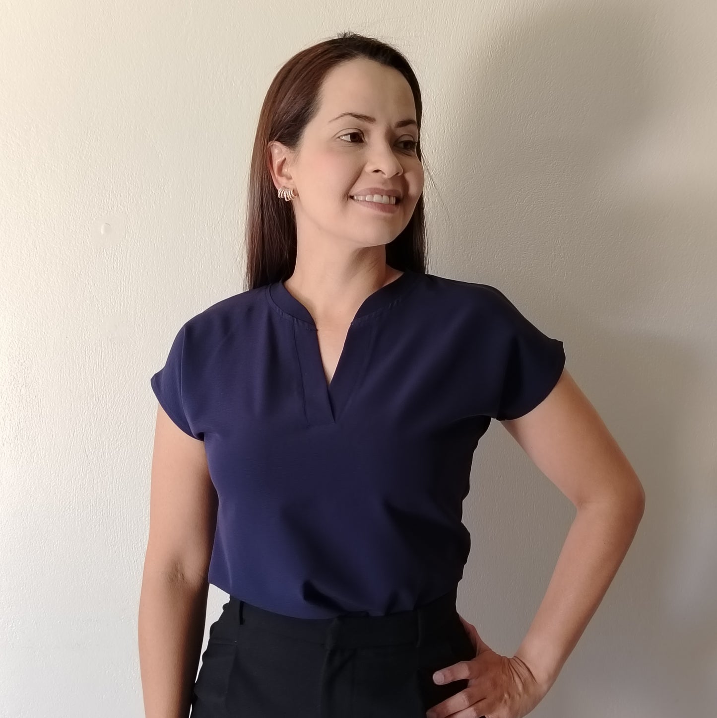 Blusa cuello chino enteriza