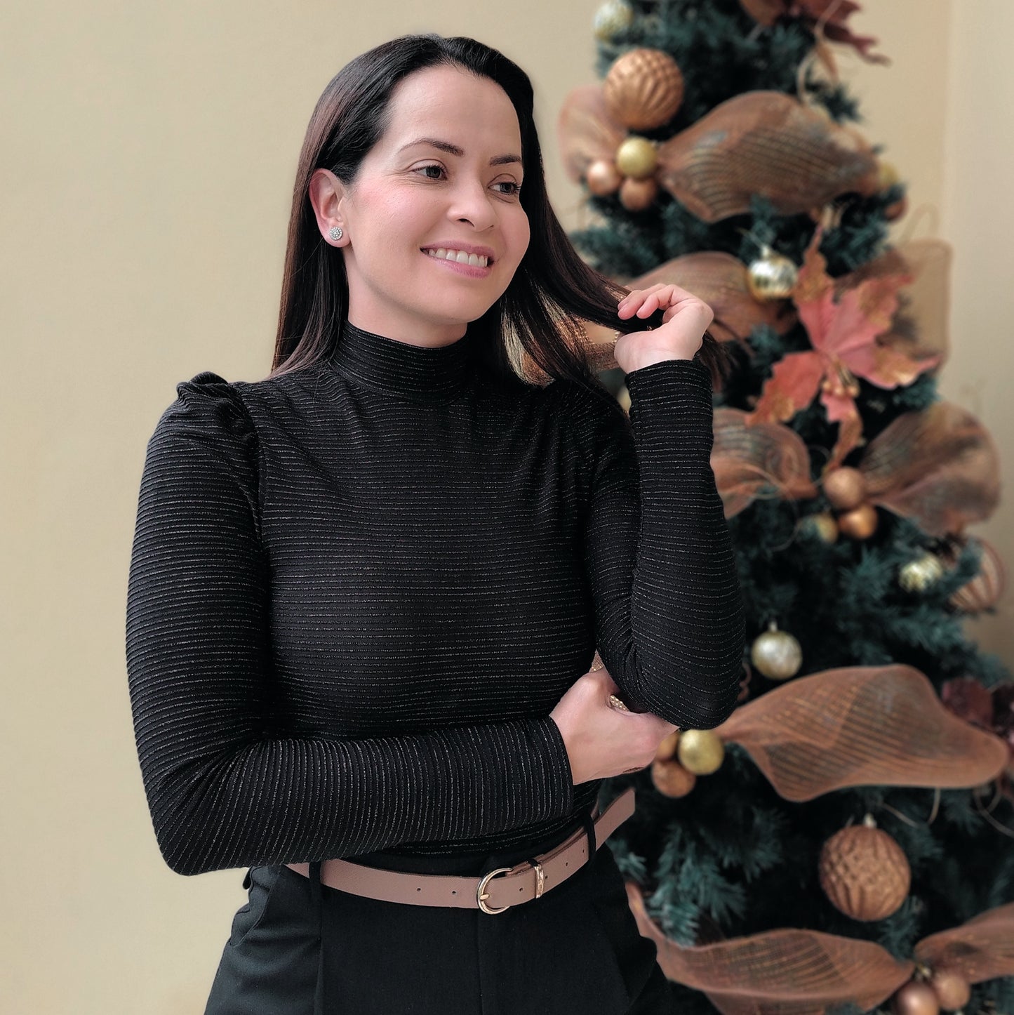 Blusa manga larga brillos