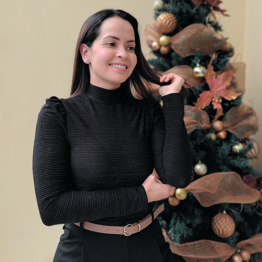 Blusa manga larga brillos