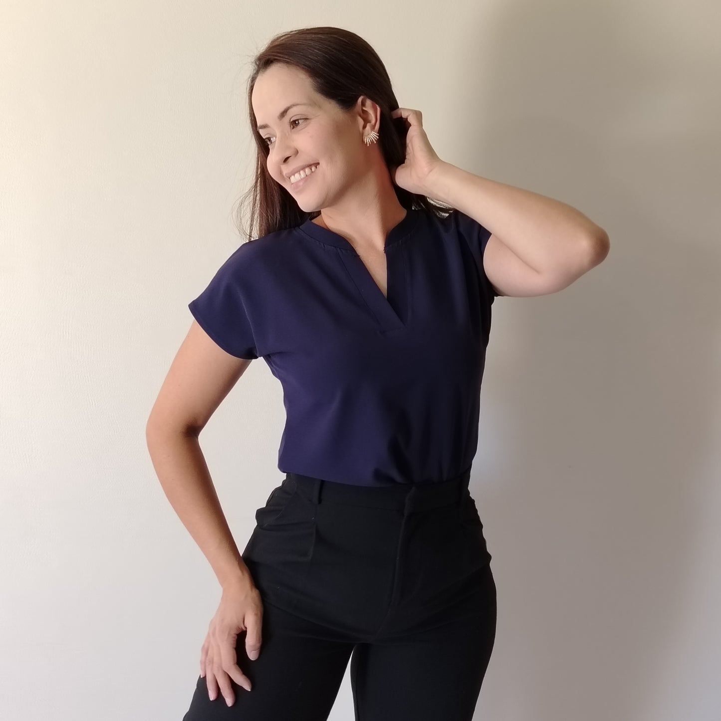 Blusa cuello chino enteriza