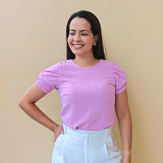 Blusa bombache rosa pastel