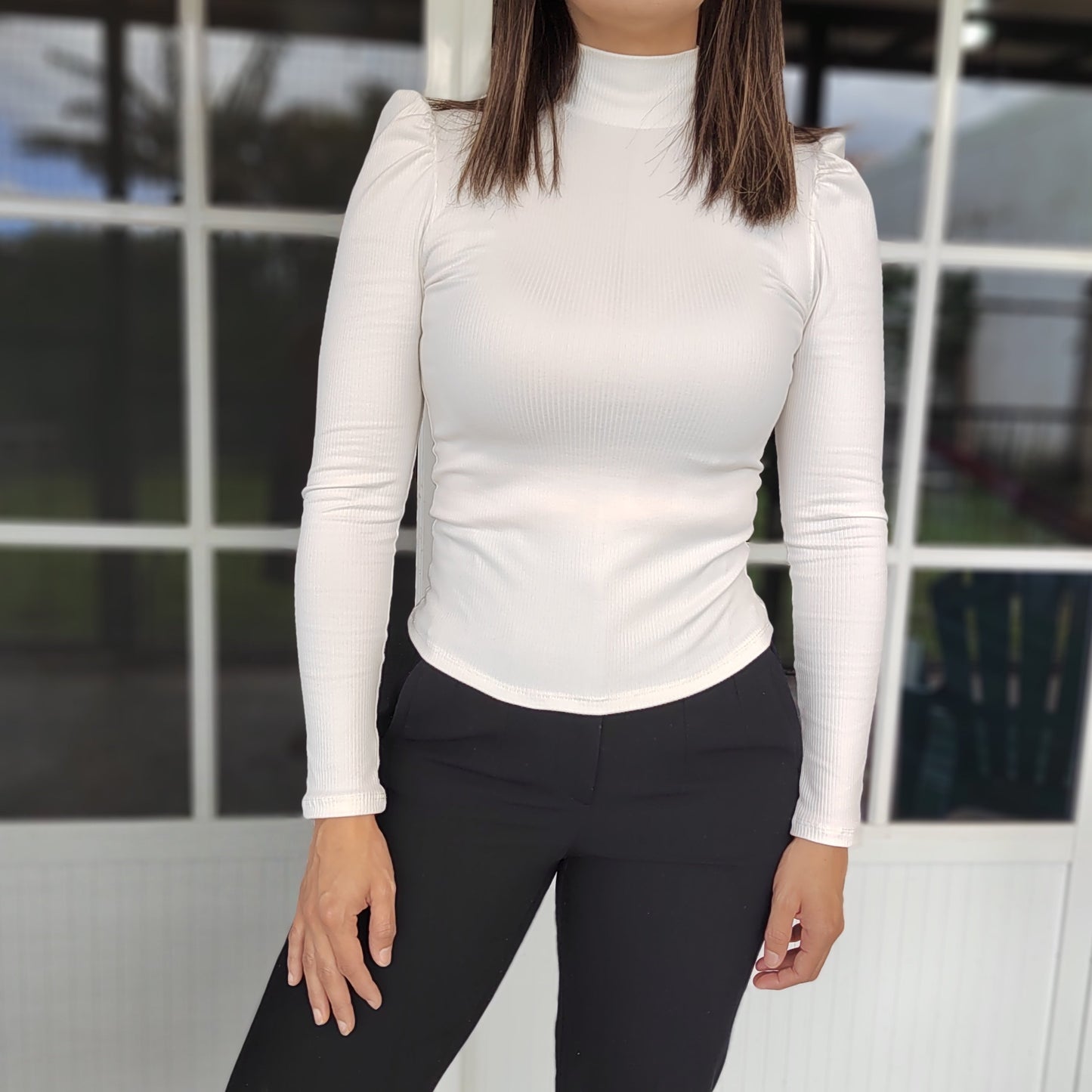 Blusa manga larga blanco hueso