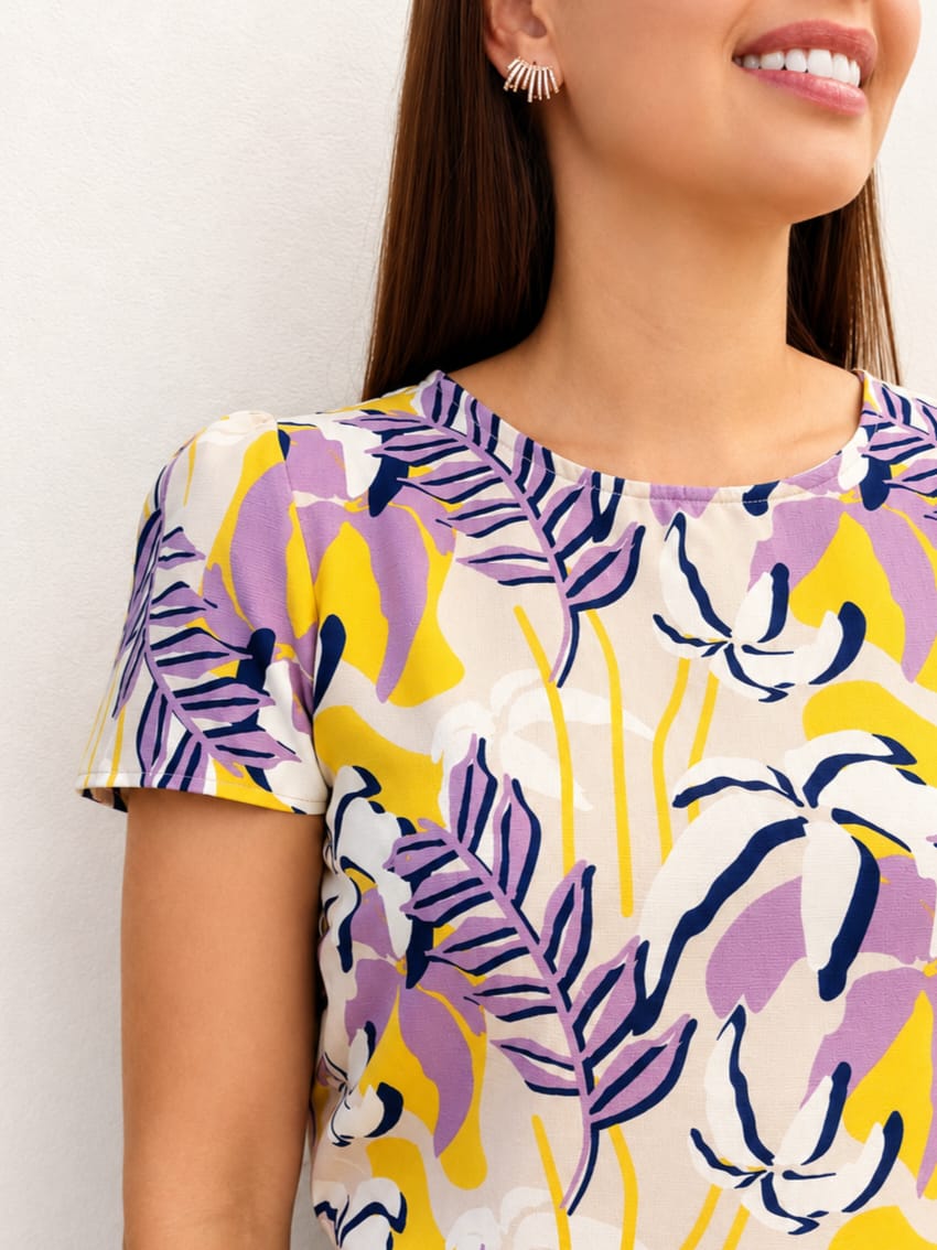 Blusa estampado flores lila