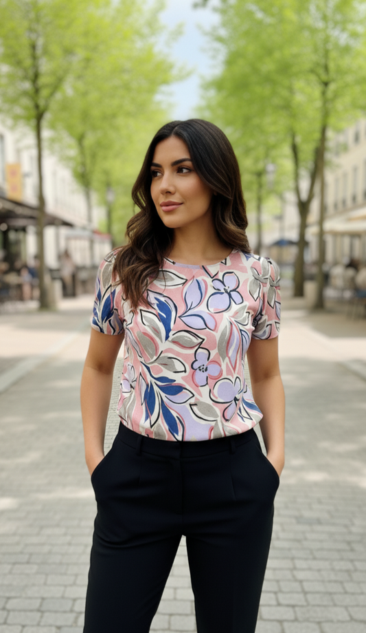 Blusa floral palo rosa