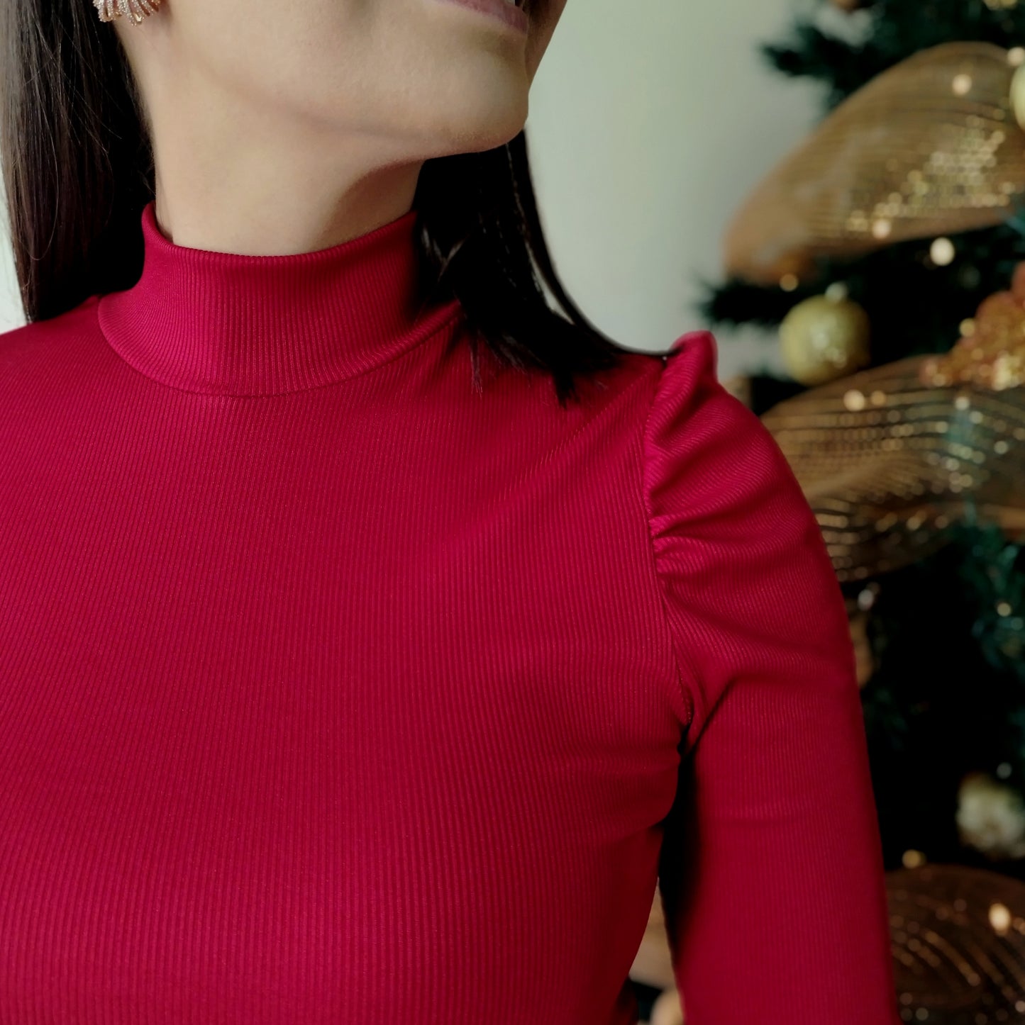 Blusa cuello tortuga rojo