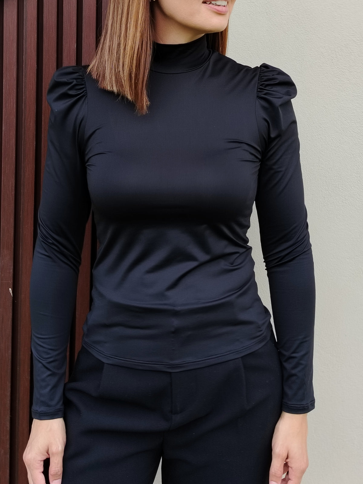 Blusa manga larga cuello tortuga