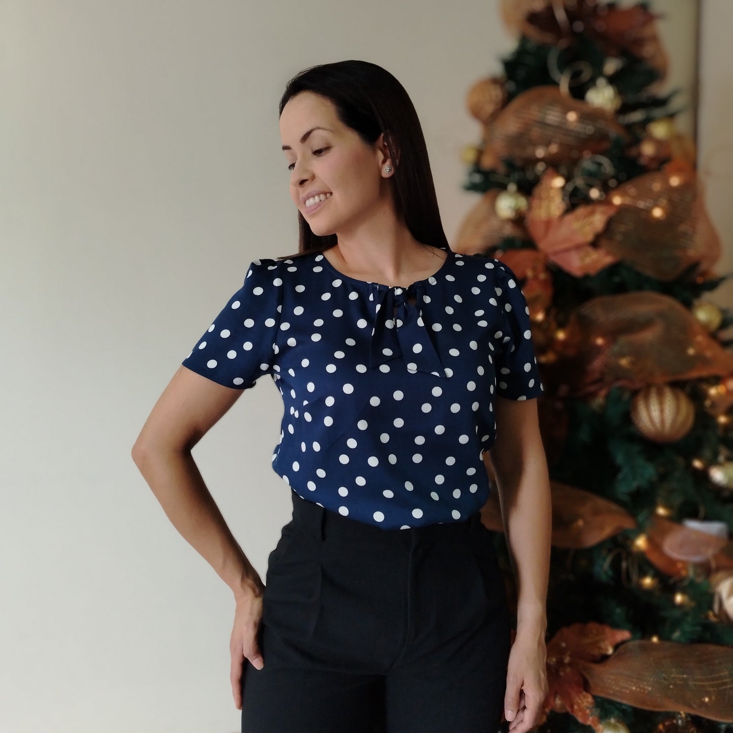 Blusa amarre lunares