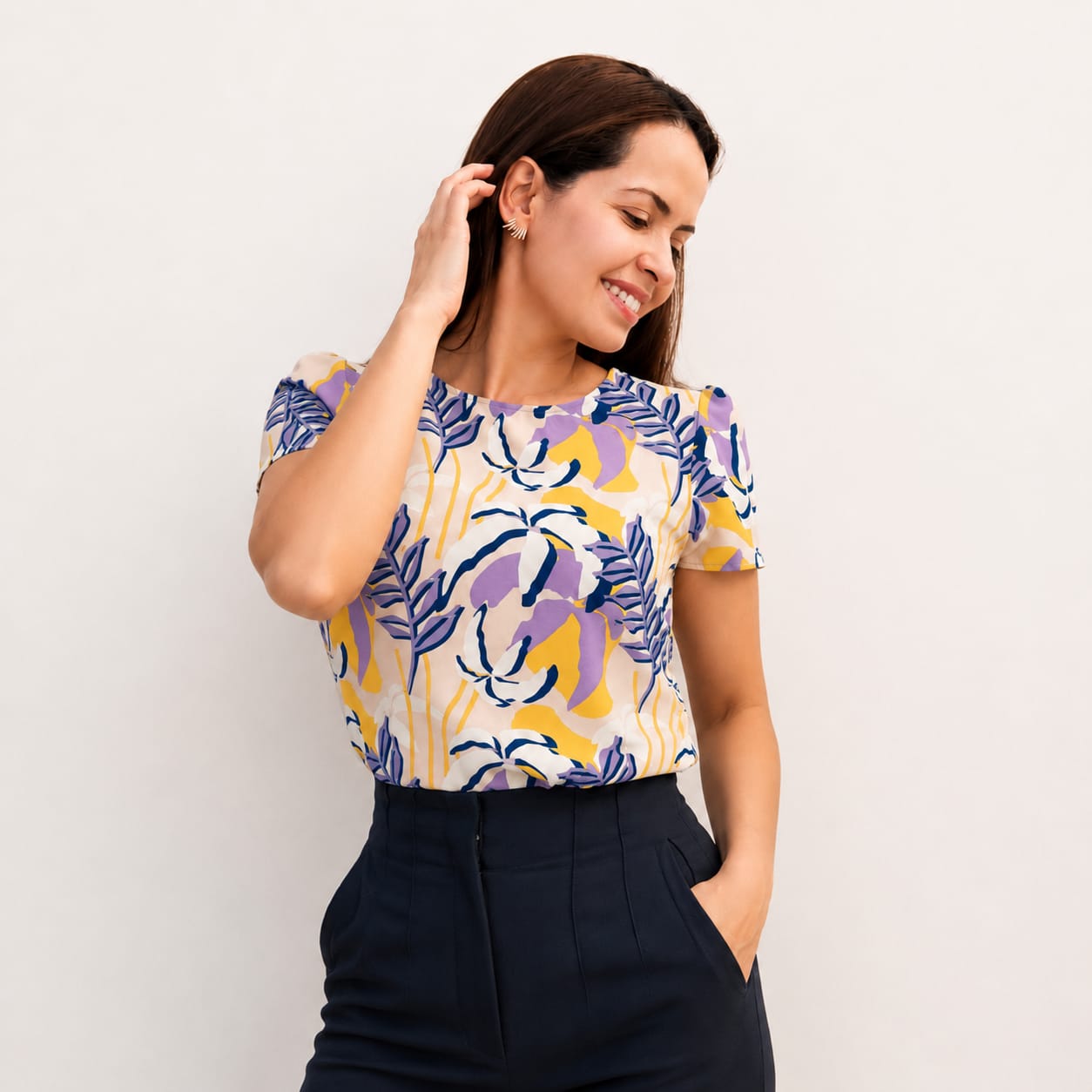 Blusa estampado flores lila
