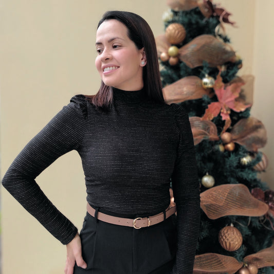 Blusa manga larga brillos