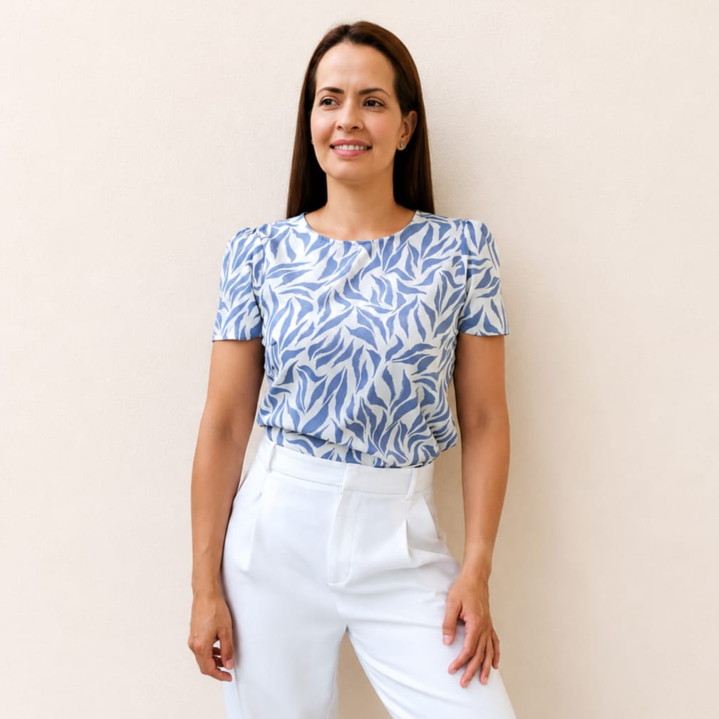Blusa estampado celeste