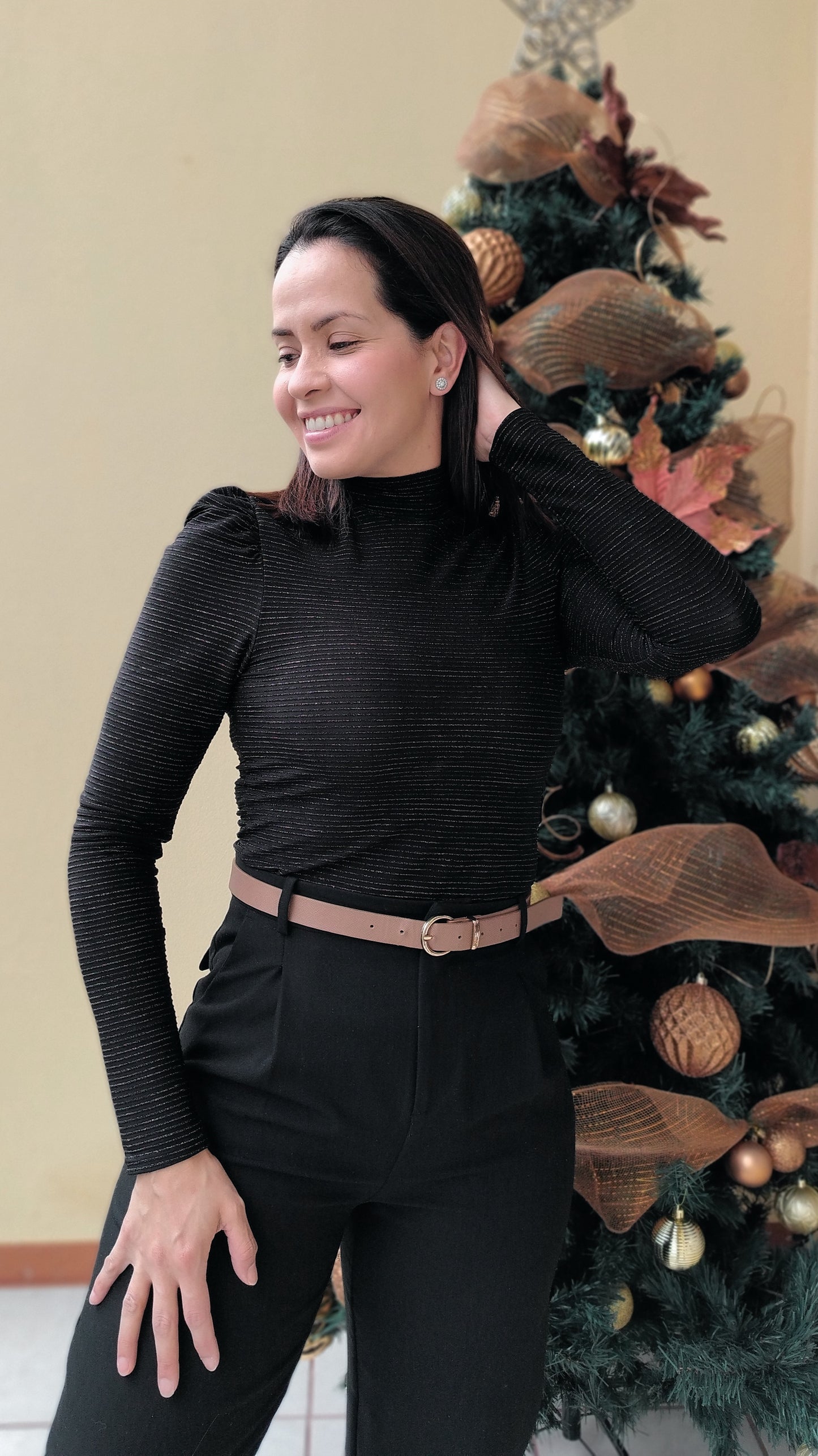 Blusa manga larga brillos