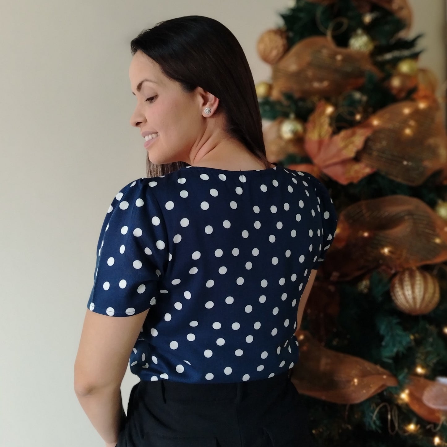 Blusa amarre lunares