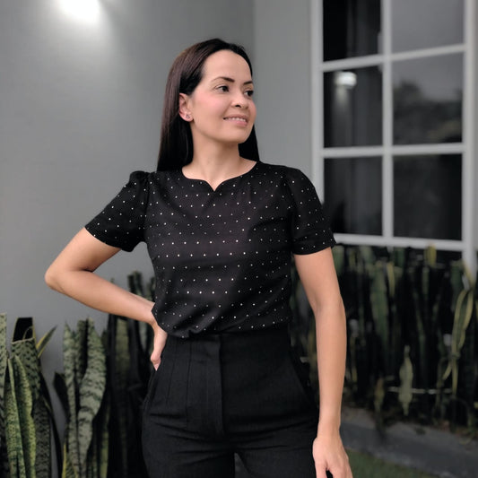 Blusa brillo negro