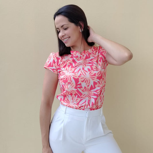 Blusa cuello chino melón