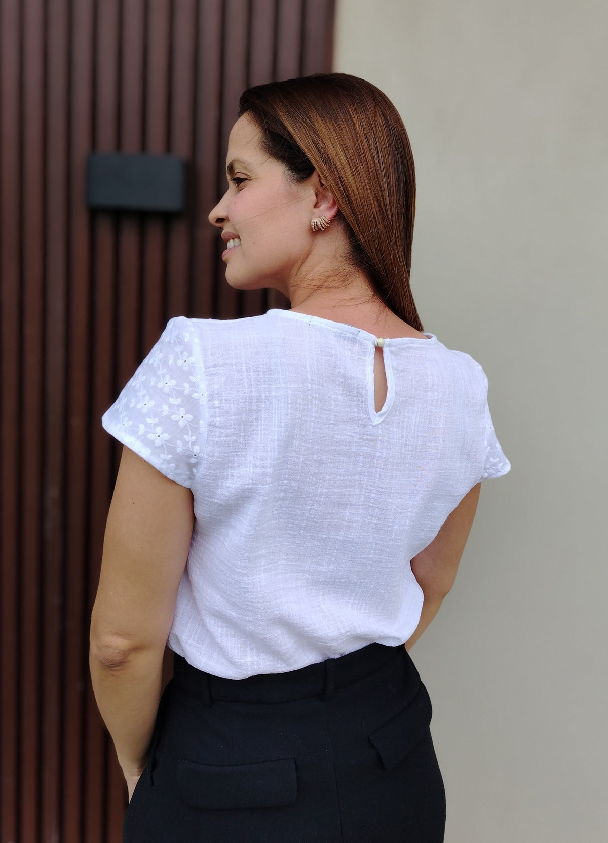 Blusa manga bordada